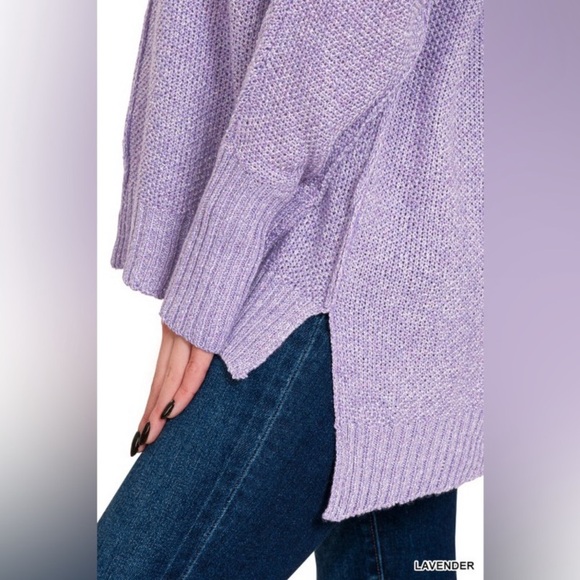 Zenana Lavender Knit Women's Sweater - Picture 6 of 7